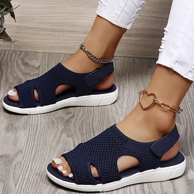 Sandals 2022 Summer Women Sexy Shoes Crystal Casual Woman Flats Buckle Strap Ladies Fashion Beach Shoe Big Size