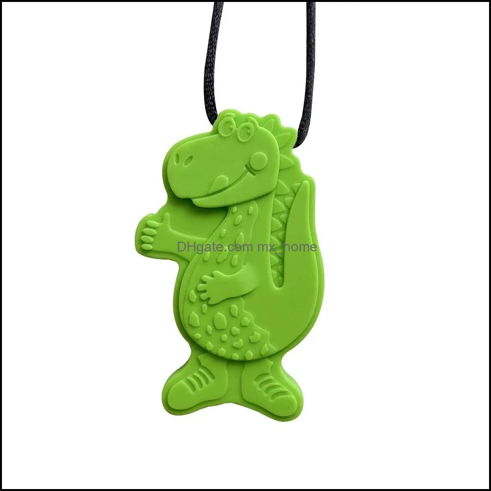 teethers sensory chew necklace dinosaur chewing pendant silicone teether teething stick toys chewlery necklaces for infant kids z6552