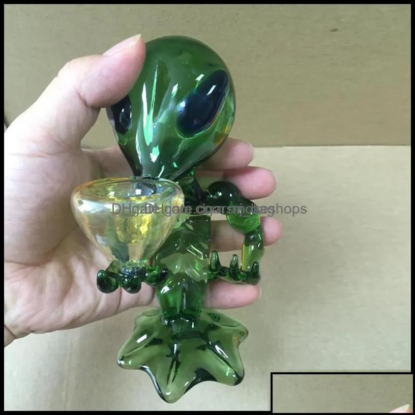 Smoking Pipes Accessories Household Sundries Home & Garden Alien Glass Pipe Water 18Cm Height Green G Spot Bong Drop Delivery 2021