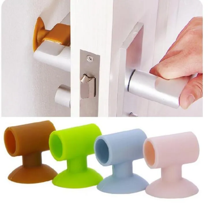 Rubber Door Stopper Door Handle Lock Mute Protective Pad Doorknob Crash Guard Pads Wall Shockproof Protectors Muffler protection pad WMQ236