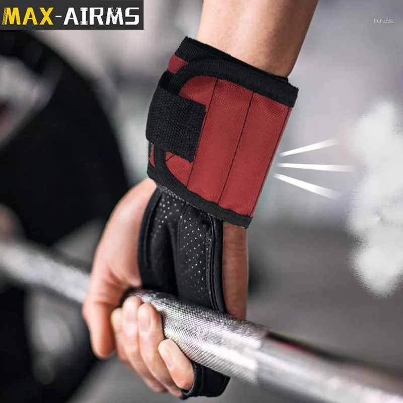 Maxairms Professionelle Fitness-Handschuhe mit Magnet, rutschfest, stoßfest, Gewichtheben, Training, Fitness, Sport, Handgelenkstütze