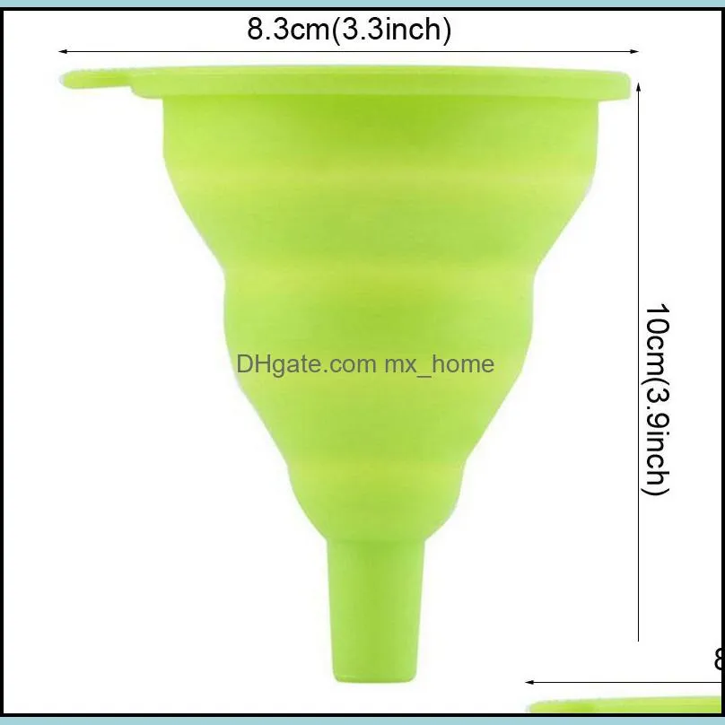 flexible hygienic silicone folding funnel folding telescopic collapsible long neck funnel portable liquid filling kitchen tools