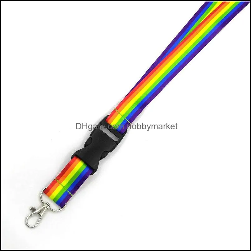 10pcs Homosexuality Rainbow vintage 90s women Neck Lanyard keychain Mobile Phone Strap ID Badge Holder KeyChain Keyring cosplay