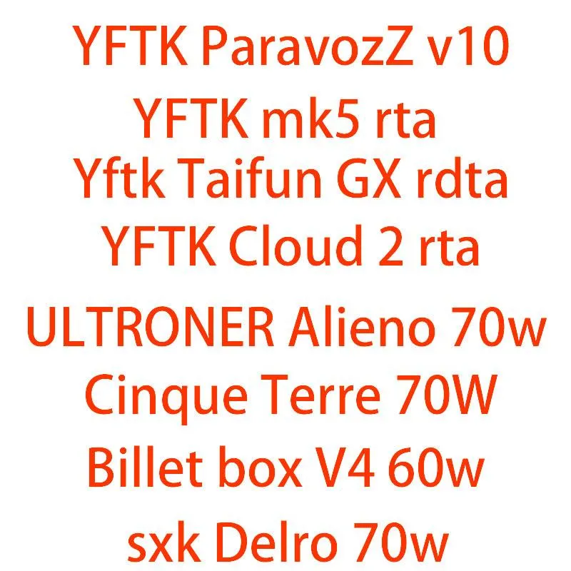 Organisateur automobile Yftk Paravozz Mini V10 SXK Billet Box V4 Delro 70 60W ZEUS X MESH FEV 4.5 MOBB RBA Taifun GX Cloud2 Kayfu Tank Storage