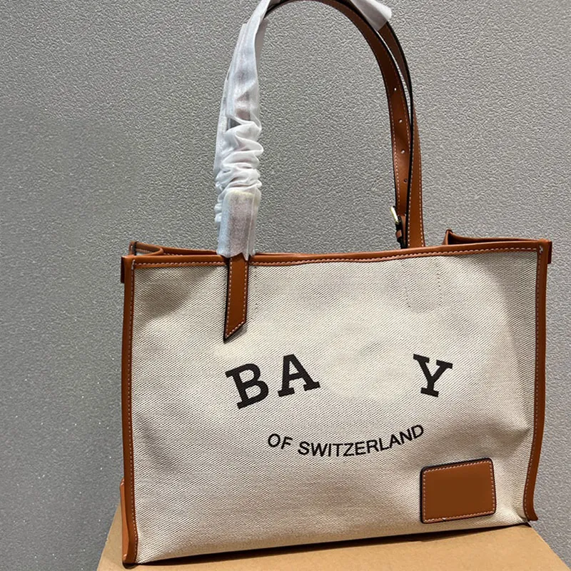 Canvas Tote Bag Dames Schoudertassen Boodschappentas Stevige Messenger Totes met grote capaciteit Interieur Ritsvak Echt lederen handvatten Magnetische gesp