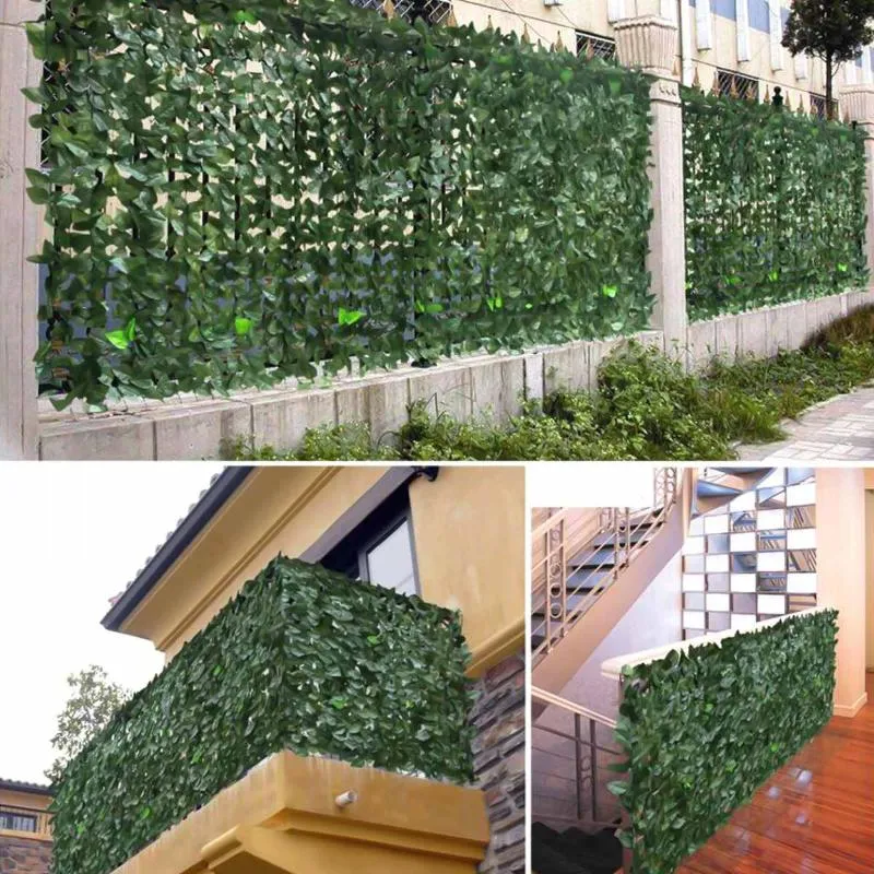 Fleurs décoratives couronnes artificielles fausses ivy leaf intimité clôture écran haie guirlande plantes décor jardin extérieur arc jungle mur