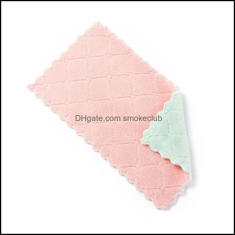 Diamond Shaped Rag Cleaning Cloth Washing Dishs Eco-friendly Double Side Rags Absorbent Dishcloth Scouring Pad Kitchen Tool