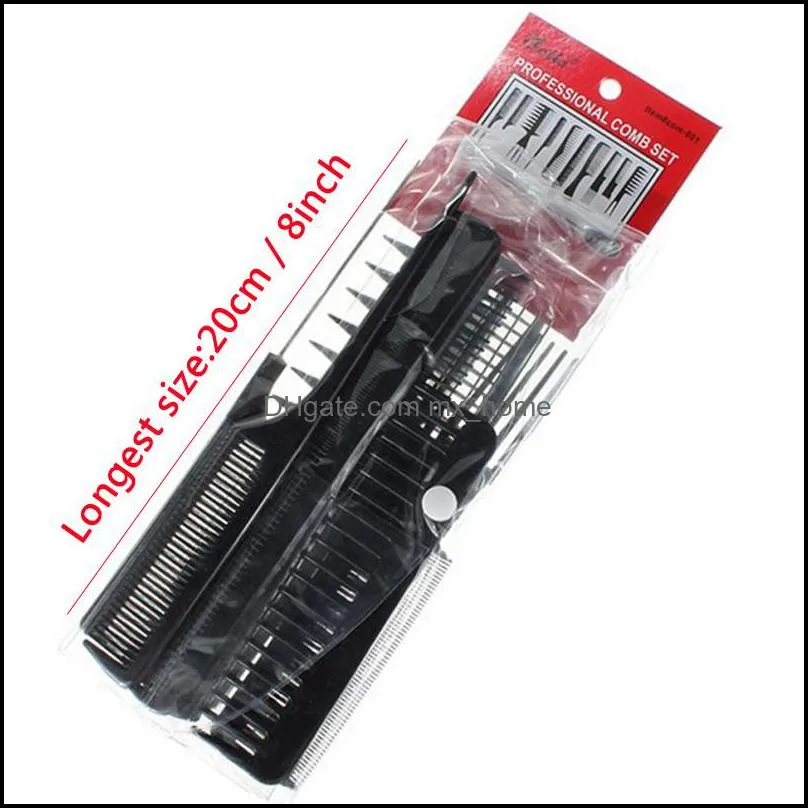 10pcs/set professional hair brush comb salon barber anti-static hair combs hairbrush hairdressing combs hair care styling tools vt0474