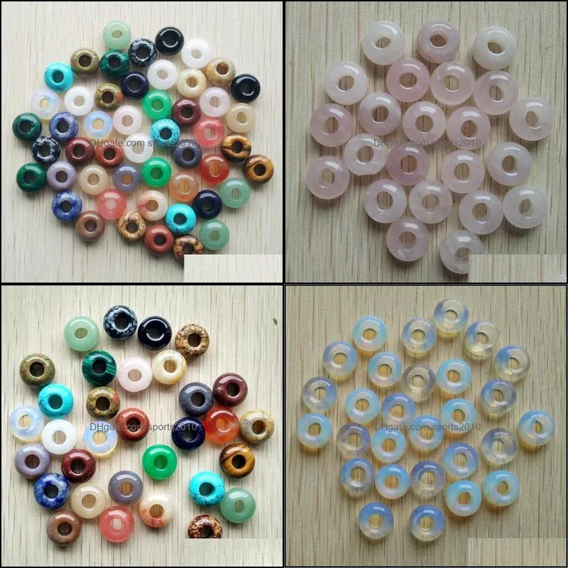 natural crystal round big hole beads charms quartz turquoise opal pendant diy for bracelet necklace earrings jewelry making