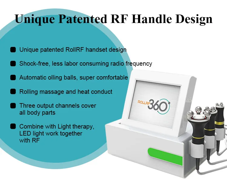Massaggio con rullo RF rotante portatile a 360 gradi Radiofrequenza Lifting viso Luci a LED rotanti Rimozione delle rughe Tonificazione della pelle Ringiovanimento della pelle antietà