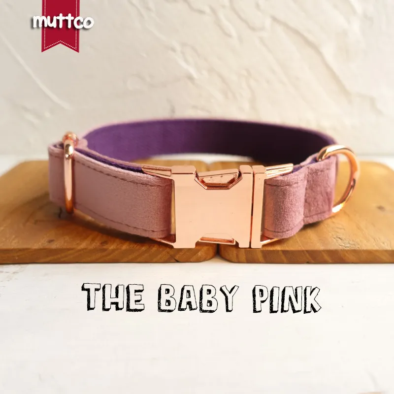 MUTTCO Verstellbares Hundehalsband THE BABY PINK, handgefertigte Haustierprodukte, 5 Größen, Metallschnalle, Hundehalsband und Leine aus doppeltem Stoff, UDC080M 201030