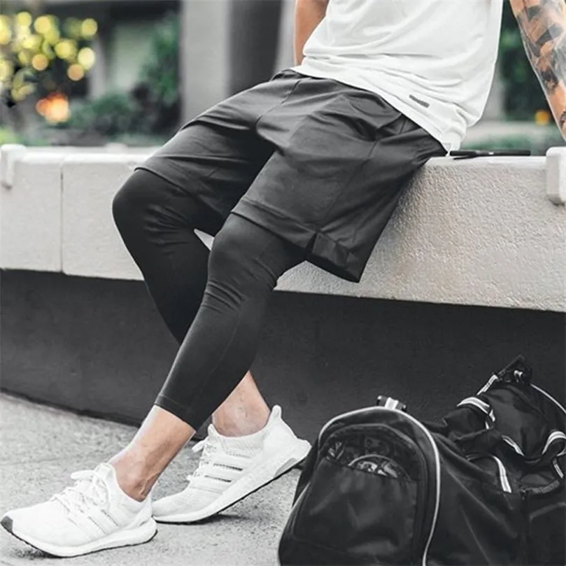 Summer Camo Sport Pants Mens 2 in 1 Workout Running Training Pants Gym Fitness Jogging Shorts Quick-Dry Elastic Men Legging 220509