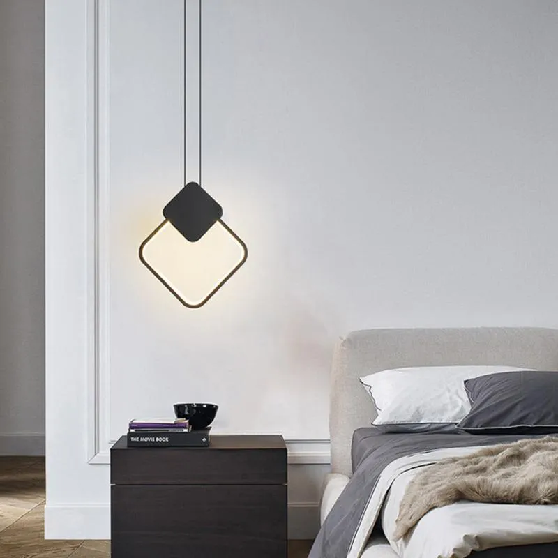 Hängslampor homlue led ljuskrona rund fyrkantig oval glödlampa ac 220v studie sovrum modern minimalistisk stil belysningspendant