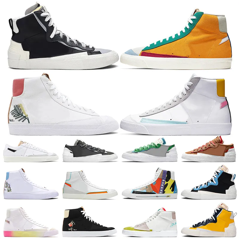 2021 Blazer Mid 77 Sapatos casuais de homens vintage brancos pretos índigo catechu multicolor masculino tênis de plataforma baixa clássica magma verde magma laranja plana tênis