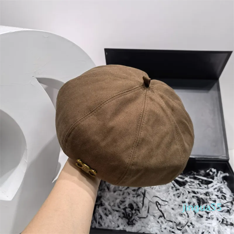 Designer Women Leather Octagonal Berets Dome Crystal Painter Hat Lady Outdoor Travel Bonnet Cap