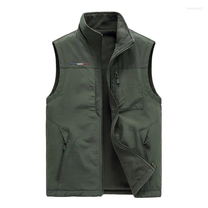 Gilets pour hommes 2022 hiver haute qualité gilet chaud classique décontracté veste polaire sans manches mâle marque gilet double face Stra22