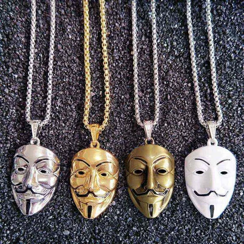 Europe and the United States around the film V Killers mask necklace tide male hip - hop accessories whole gold chains for men251t