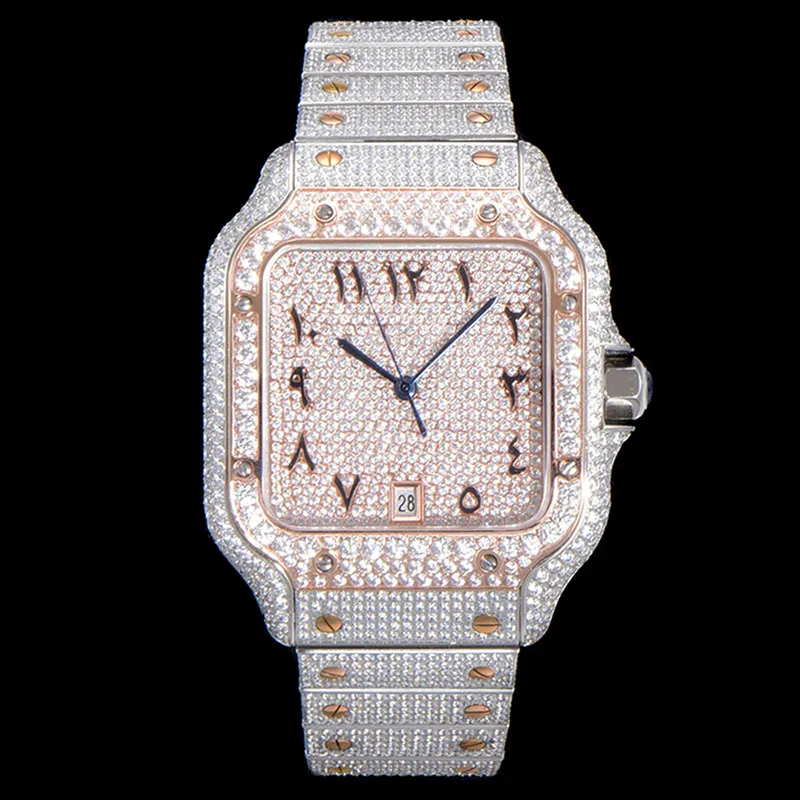 Diamond Mens Watch Automatic Mechanical Watch 40mm With Diamond-studded Steel Bracelet Wristwatch Busins Wristwatch Montre de Luxe