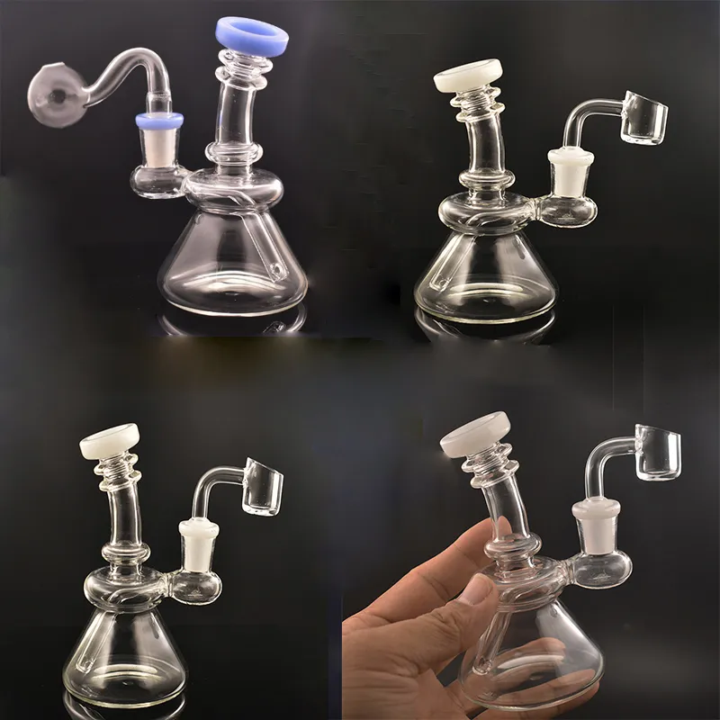 2Style Mini Rökning Glas Dab Rig Pipes Honeycomb Percolator Oil Burner Water Bong