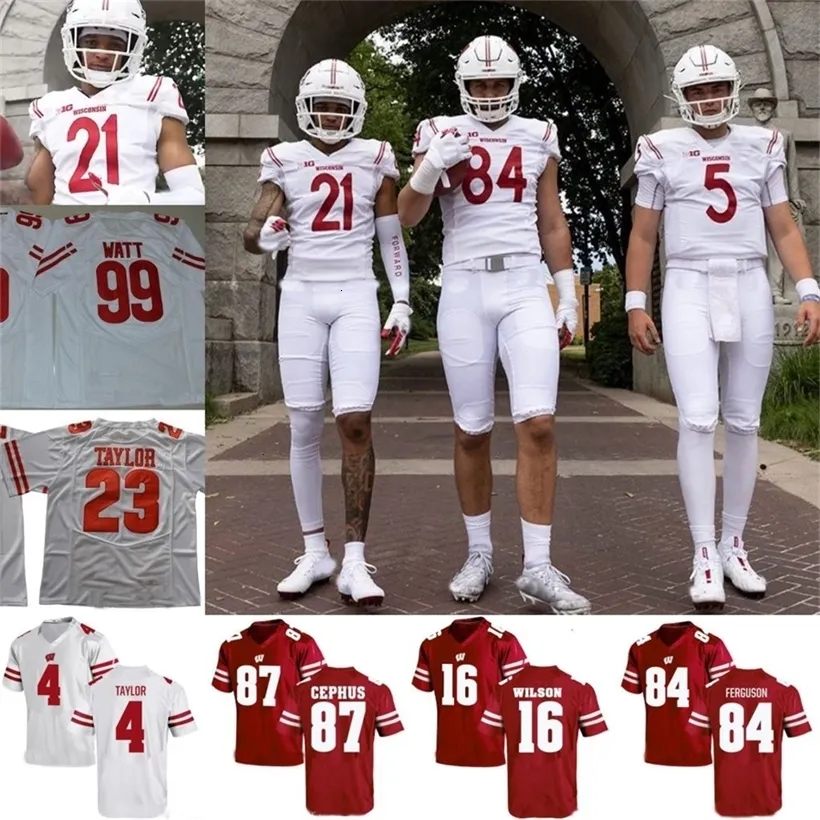 CeoMitNess 2021 Wisconsin Badgers Unveils Alternate Jersey 16 Russell Wilson 99 JJ Watt 23 Jonathan Taylor Monteball Kendrick Pryor Alex Honeybrook