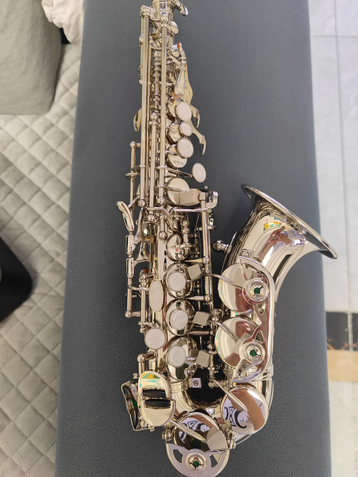 Argent b-flat plié professionnel saxophone saxophone haut de gamme artisanat tout artisanat profond gravure soprano motif exquis sax soprano