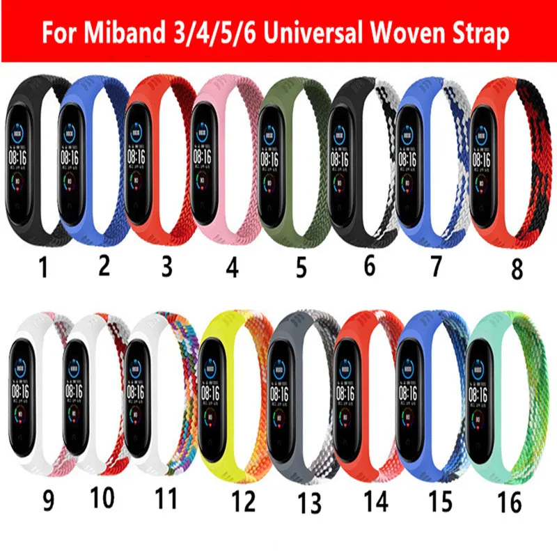 حزام لـ Xiaomi Mi Band 6 5 4 3 Nylon Loop Band Sport Watch Belt Belt Bulsera Correa Xiaomi Wristband for Miband 6 5 4 Bracelet