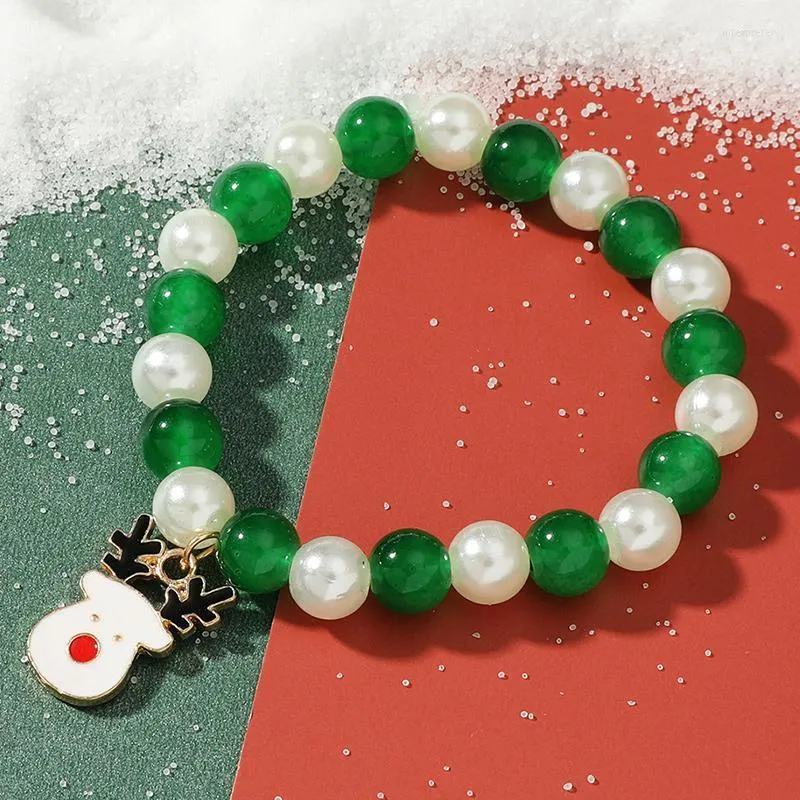 Brins de perles personnalité noël Bracelet fait à la main mode mignon père noël dégoulinant bois cadeau de vacances dames bijoux Inte22