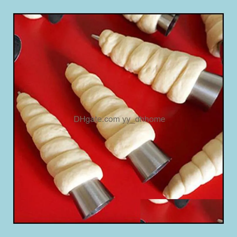 croissants horn mold spiral tube stainless steel baking cones pastry roll bread mould baked bakeware dessert kitchentool pae10483