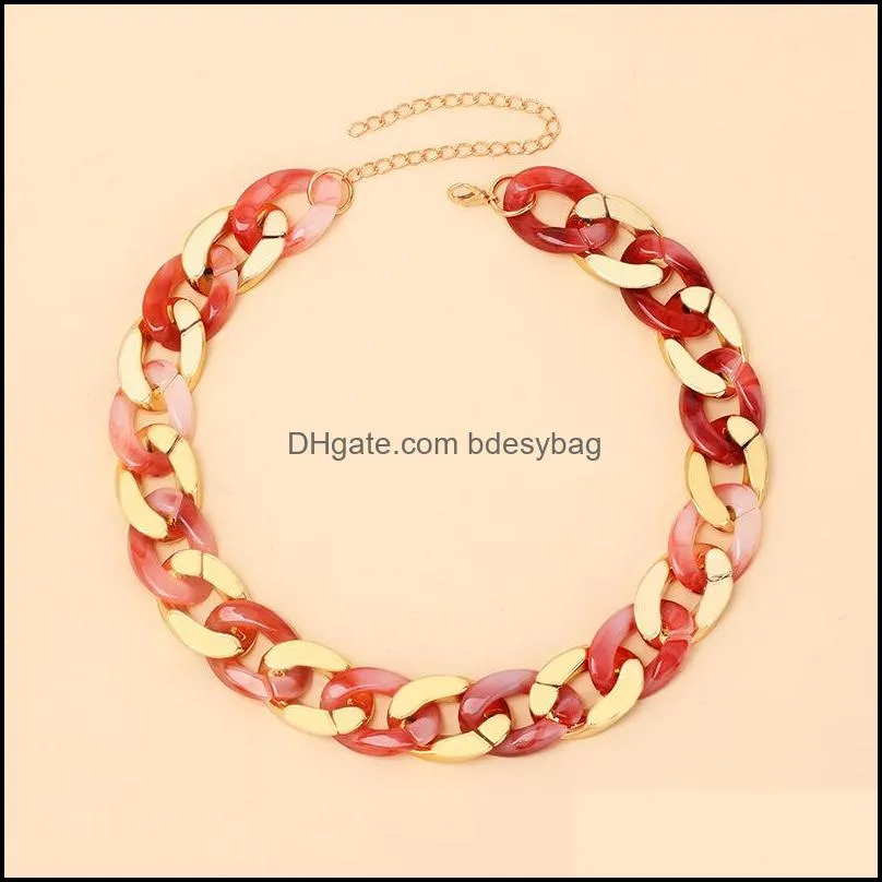 fashion design geometrical acrylic resin chain necklace for women gift