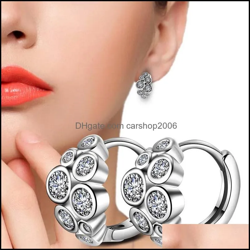 silver black earrings jewelry fashion crystal pearl hoop earrings for women girl wedding party jewelry wholesale free shipping -