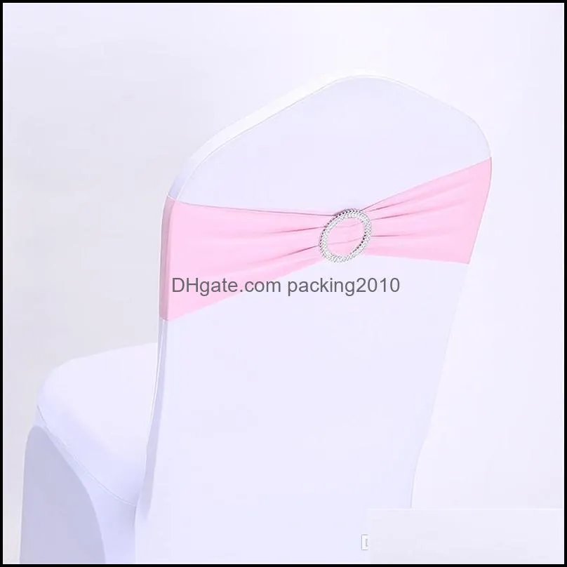 Wedding Chair Cover Sashes Elastic Spandex Chair Band Bow With Buckle for Weddings Event Party Accessories ST117