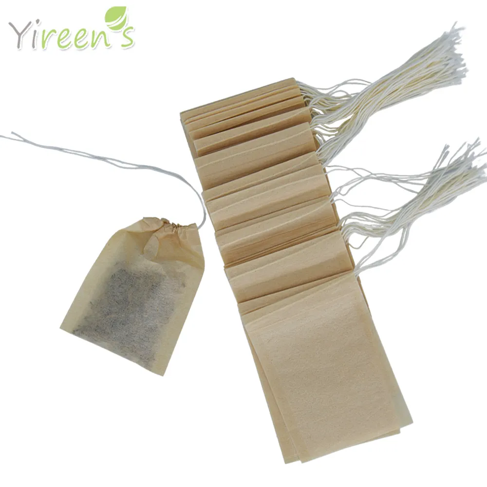 Green Tea Tools 1000pcs 60 X 80mm Empty Individual Herbal Plant Filter Bags With Strings Coffee Maker Infuser Strainers No Bleach Manila Hemp