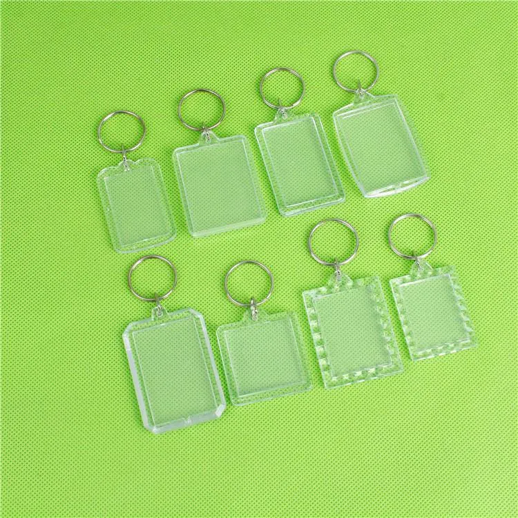 Acrylic Keychain Blanks Insert Photo Frames and Mouldings Plastic Keyrings Square Key Rectangle Heart Circular TX0039