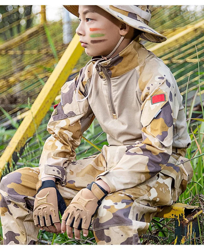 4 14 ans enfants tactiques gants sans doigts armée militaire camouflage anti-dérapant mitaines demi doigt garçons enfants sport cyclisme 220623107