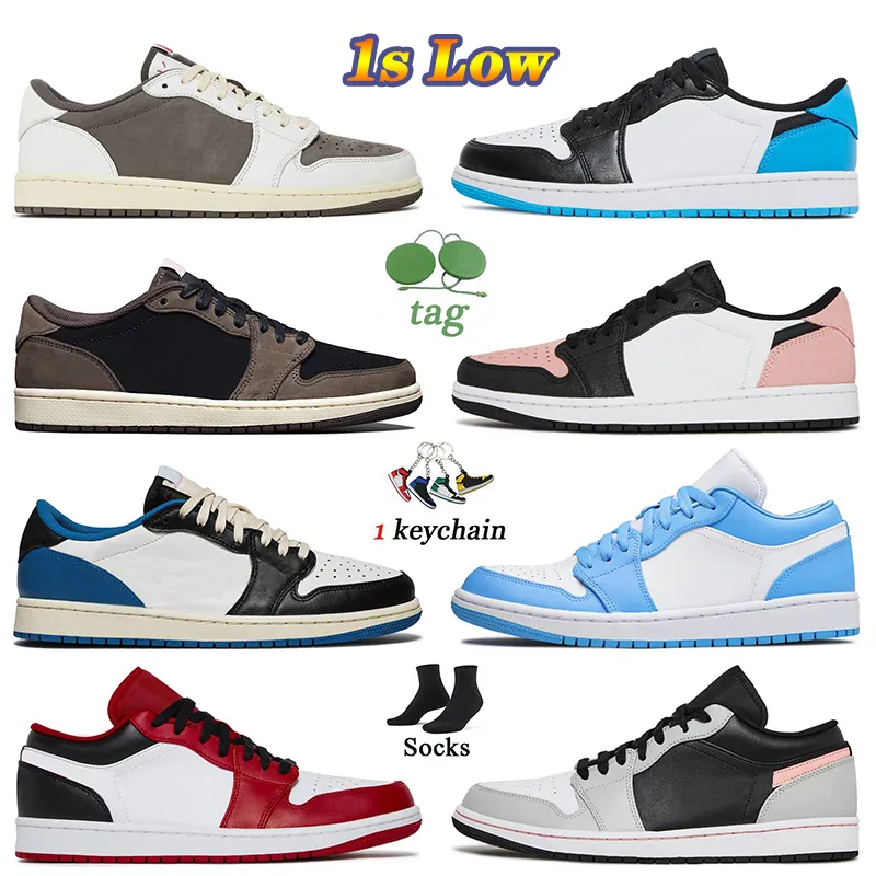 Reverse Mocha 1s Low Jumpman 1 Basketball Shoes UNC Bleached Coral Lows Tear Away Silver Grey Women Mens Trainers Fragment Trainers Sneakers Size 36-46