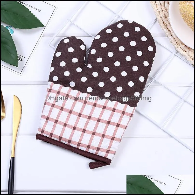 1pc 30*17cm Ovens Mitts Cotton Gloves Striped Floral Anti-scalding Baking Microwave Oven Glove Insulation BBQ Bakeware Kitchen Too 33