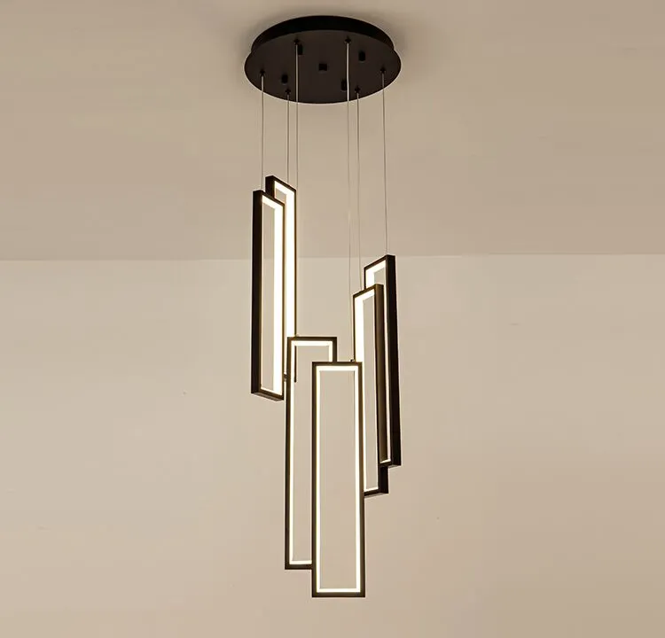 High Rise LED Ceiling Chandelier For Modern Black Staircases, Duplex ...
