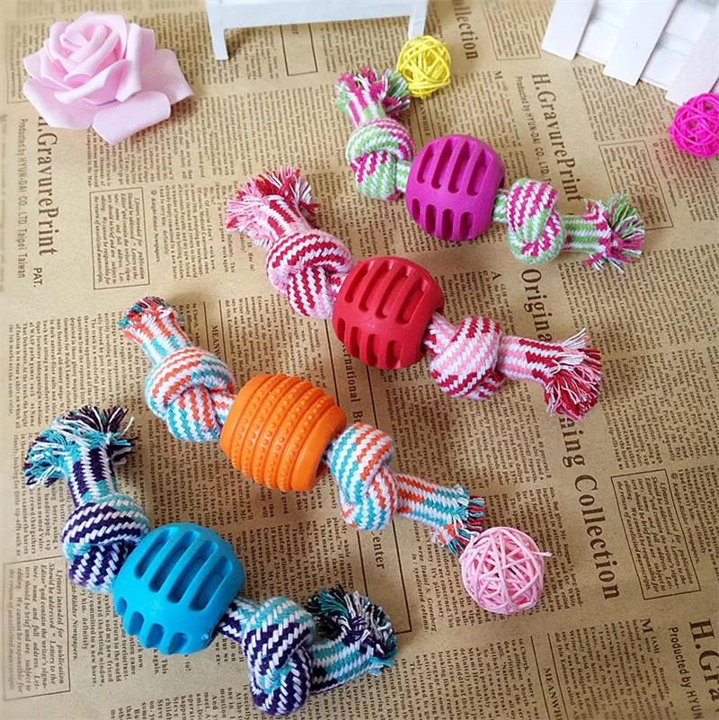 Pet Dog Rope Chew Toys Bone Ball Shape Animal Pets Playing Knot Toy Cotton Teeth Cleaning Toys for Small Pet Puppy