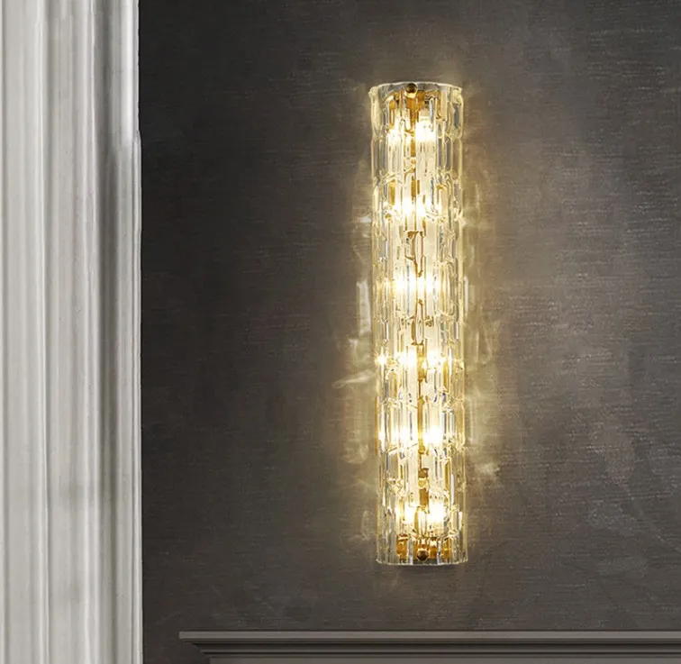 Postmoderne Luxus-Langstreifen-Kupfer-Wandlampen für Schlafzimmer, Nachttisch, Wohnzimmer, TV-Hintergrund, Wandleuchten, Wandleuchte, Deko-Beleuchtung