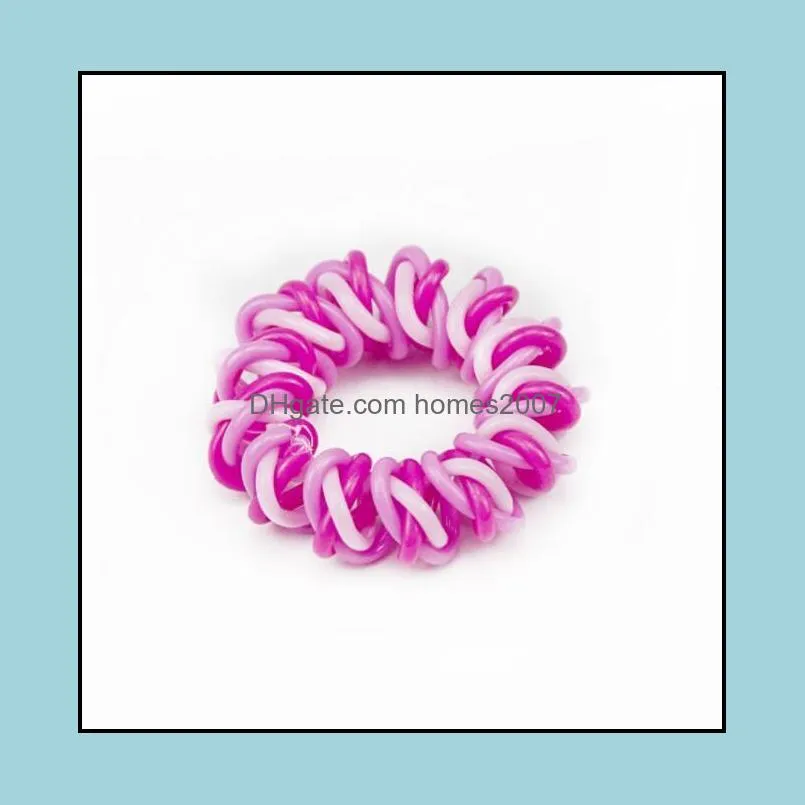 Women Girls Colorful Rainbow Spiral Hair Ties Rope Telephone Wire Plastic No Crease Coil Thickened Scrunchies Free Shipping