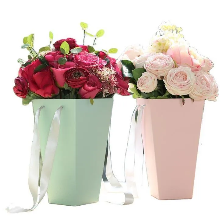 New gift packaging vases, portable bouquet boxes, flower shop Popcorn bucket flower box are easy to use SN2401