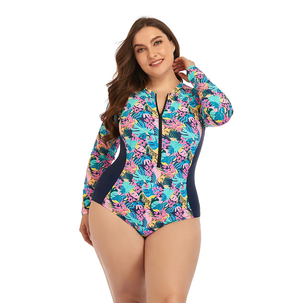 Women Plus Size Swimwea Fashion Swimwear Swimwara plażowa syjamska biała czarna kolorowy kolor Multi Print Jednokierowy stanik biustonosza letnie stroje kąpielowe