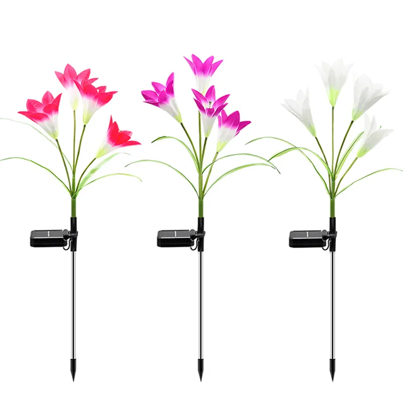 Outdoor Waterproof Solar Garden Flower Led Lily Smart Flower Shaped Lamp