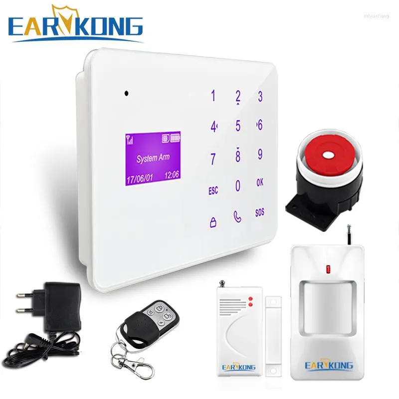 Sistemi di allarme Earykong Wireless 433 MHz Sistema GSM Rilevatore per porte e finestre Supporto inglese / russo spagnolo francese Allarme
