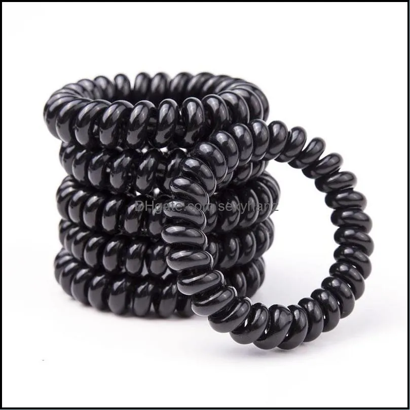 Elastici per capelli Gioielli 5 cm Colore nero Cavo telefonico Cavo Cravatta Ragazze Bambini Elastico Fascia per capelli Anello Corda Bracciale Str Dhv5B