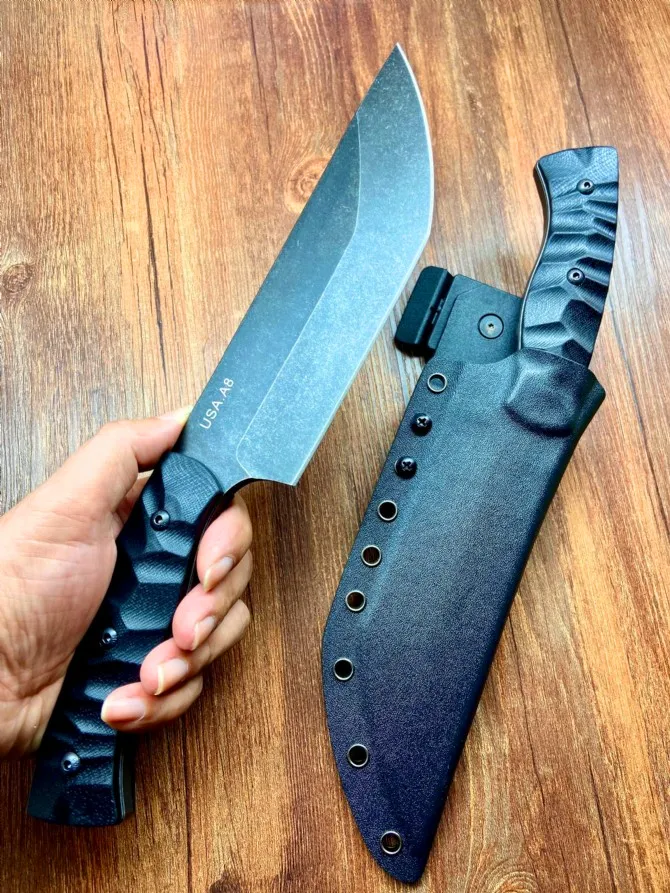 2022 TK Survival Straight Нож A8 Black Stone Wash Blade G10 Ручка с фиксированным лезвием с кидексом