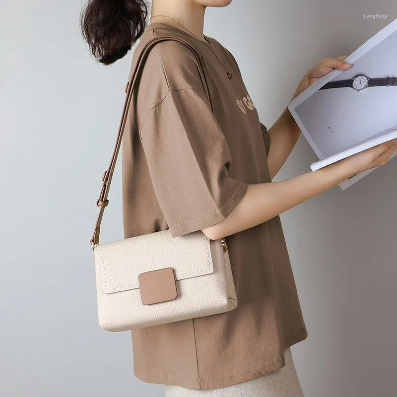 Evening Bags Ins Trendy Sewing Thread Design All-match Women Flap Bag 100% Natural Leather Crossbody Shoulder Small RetroEvening EveninEveni