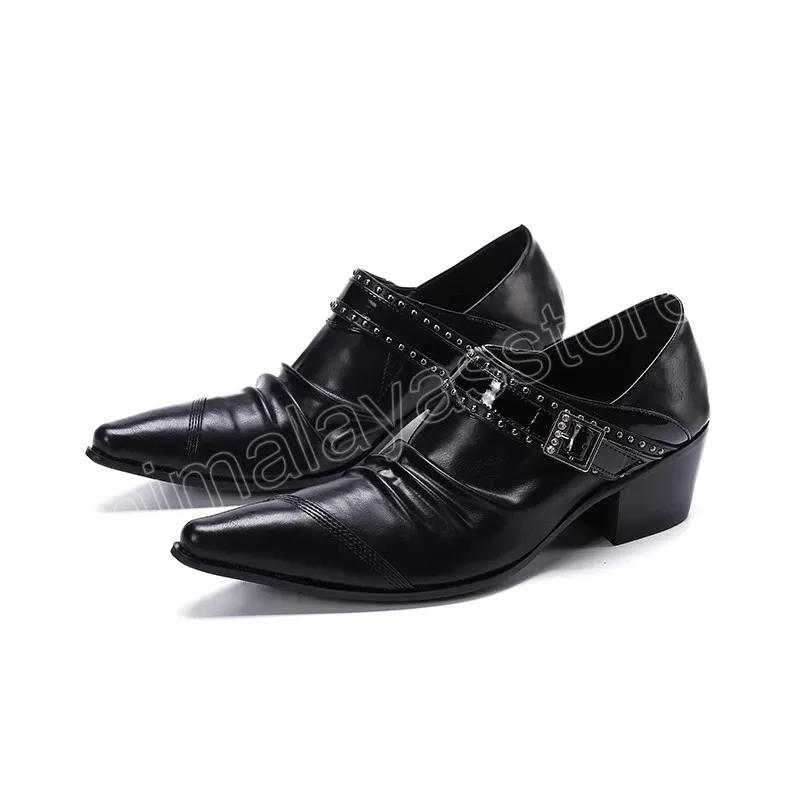 Chaînes Business Robes Chaussures pour hommes Véritable cuir talons hauts pointés Points