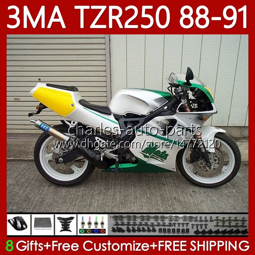 Bodys Kit For YAMAHA TZR-250 TZR 250 TZR250 R RS RR 88-91 Bodywork 115No.26 YPVS 3MA TZR250R 88 89 90 91 TZR250-R Green white TZR250RR 1988 1989 1990 1991 MOTO Fairings