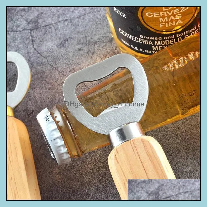 stainless steel wooden handle wood wine beer bottle opener bar tools kitchen party wedding gift bartender openers cider soft drinks